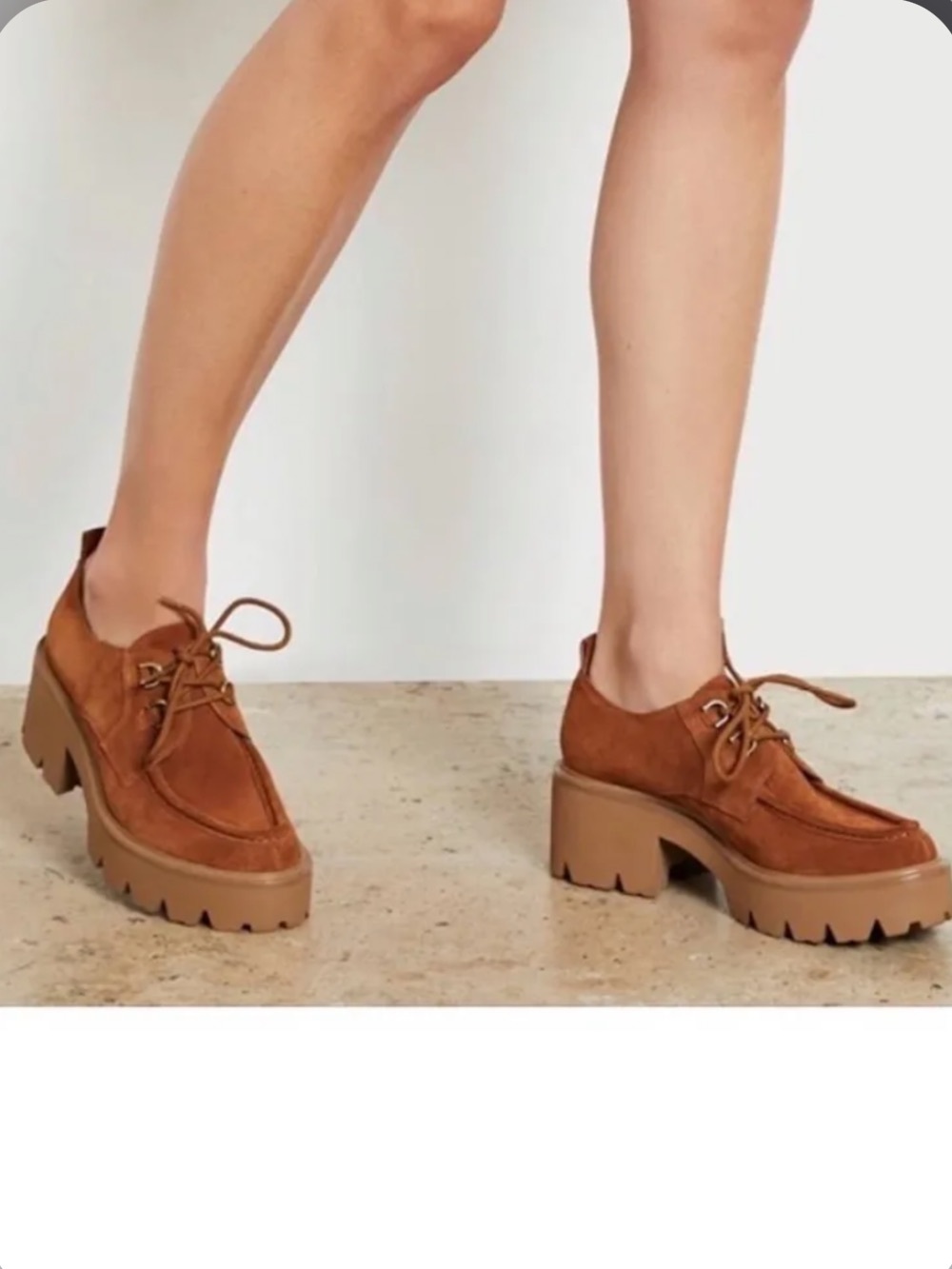 Sam Edelman Monna Lace Up Lug Sole Loafer, Frontier Brown, NWOT! Size 8